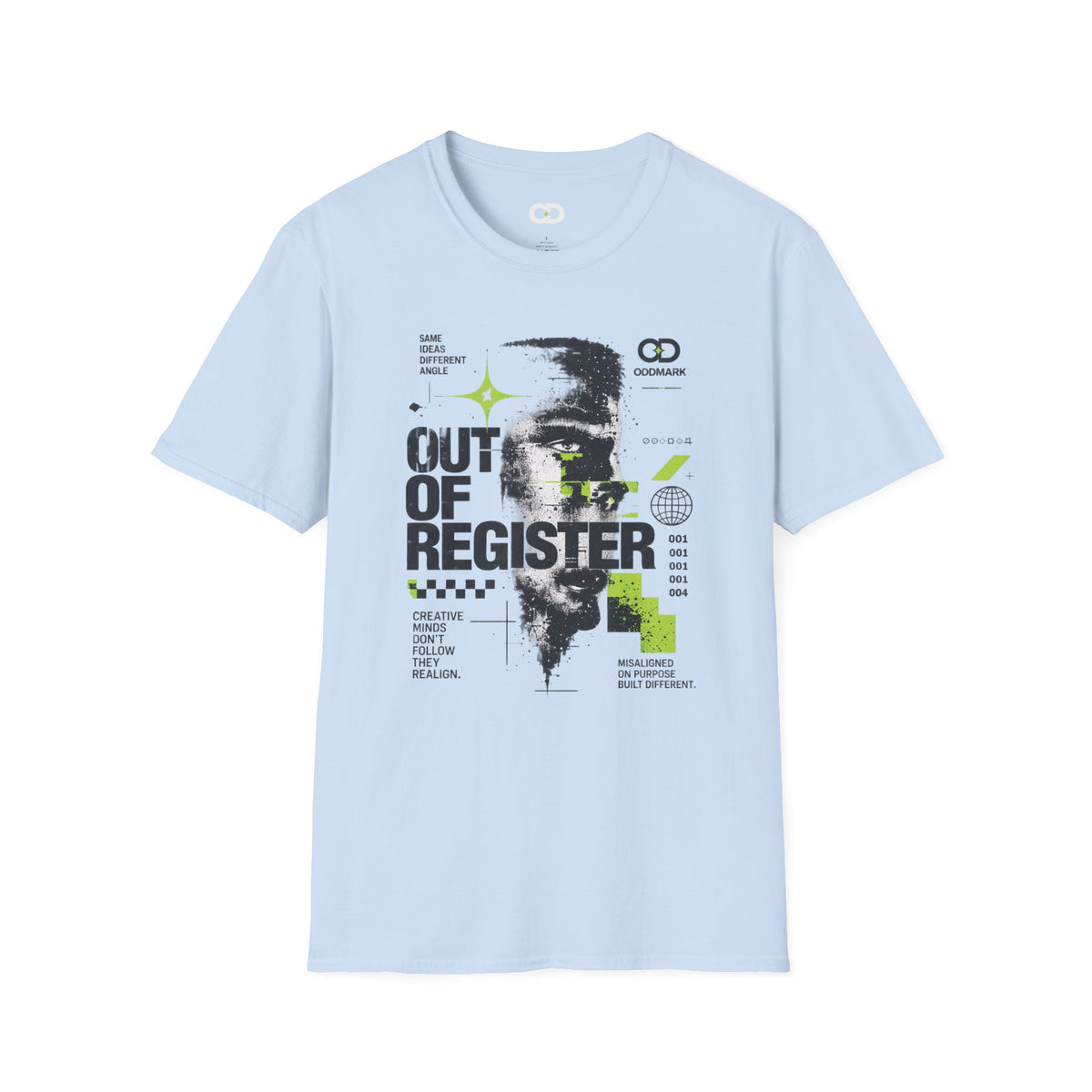 OUT OF REGISTER — Graphic Tee — S / Light Blue