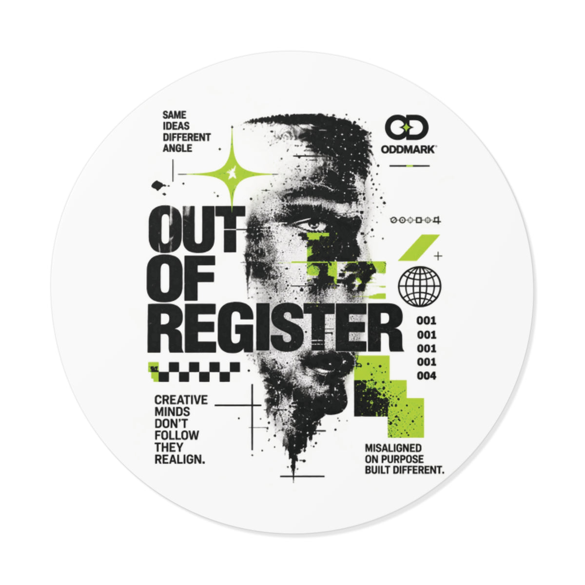 Out of Register Vinyl Sticker – Creative Minds Graphic Decal — 2" × 2"