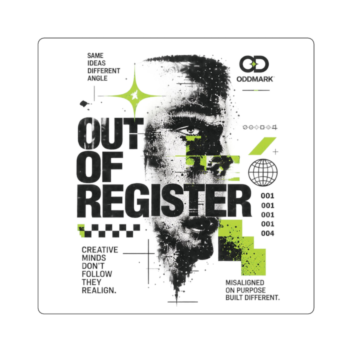 Out of Register Square Sticker — 2" × 2" / White